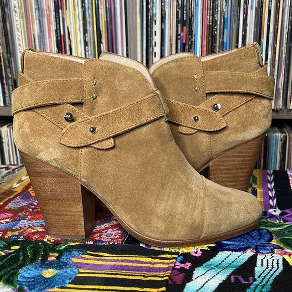 Rag & Bone Harrow Suede Ankle Boot in Hazel Size 37.5 - Picture 6 of 8